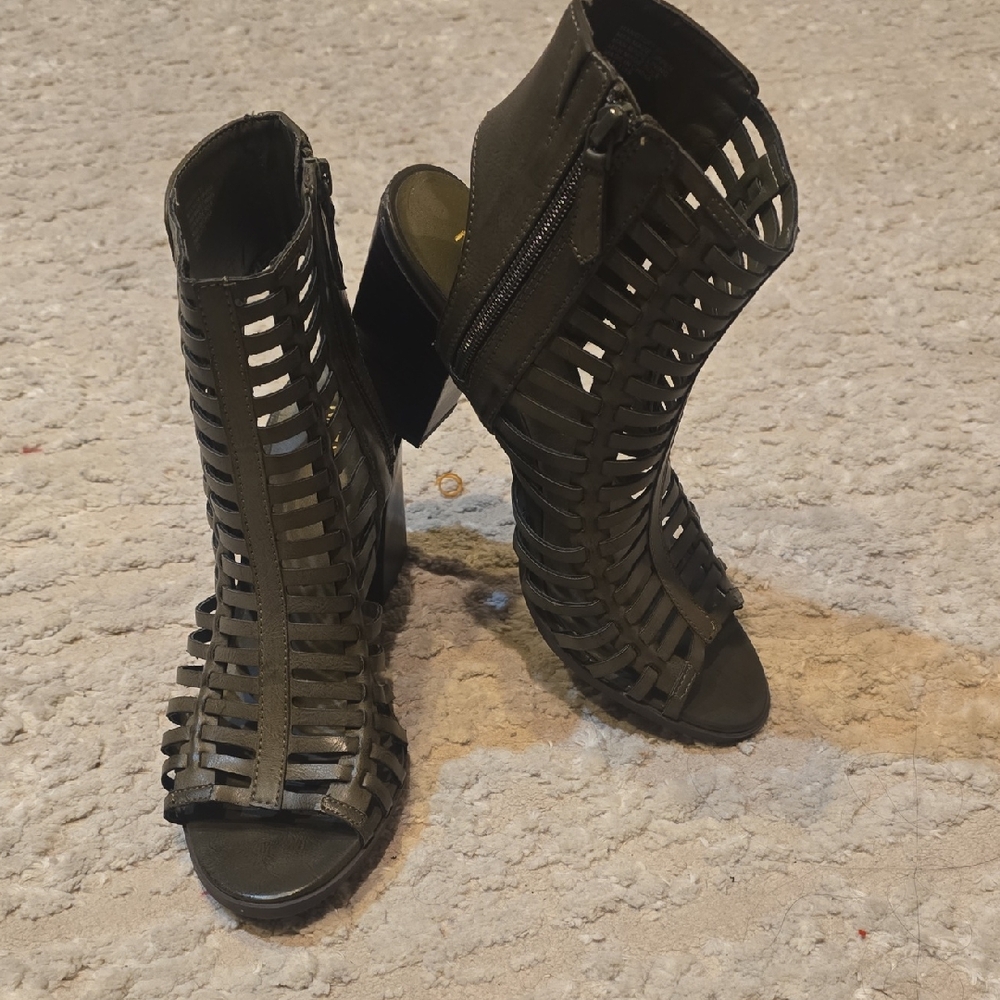 Nine West Black Caged Heels